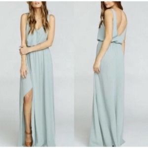 NWT Show Me Your Mumu Womens Kendall Maxi‎ Dress Size XL V Neck Side Slit Green